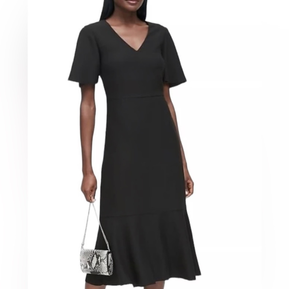 Banana Republic Black Flutter Sleeve Sheath Dress